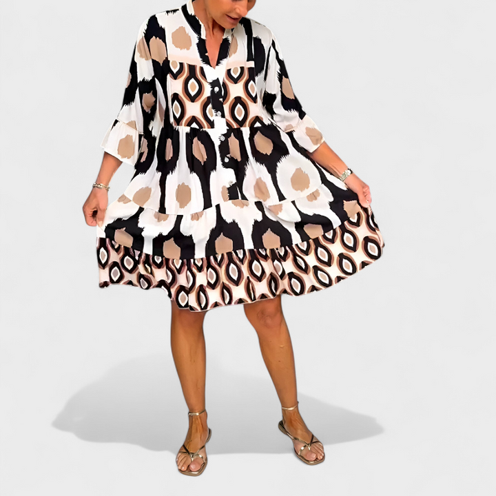 Suciana – Rochie Cu Decolteu în V și Imprimeu Boho