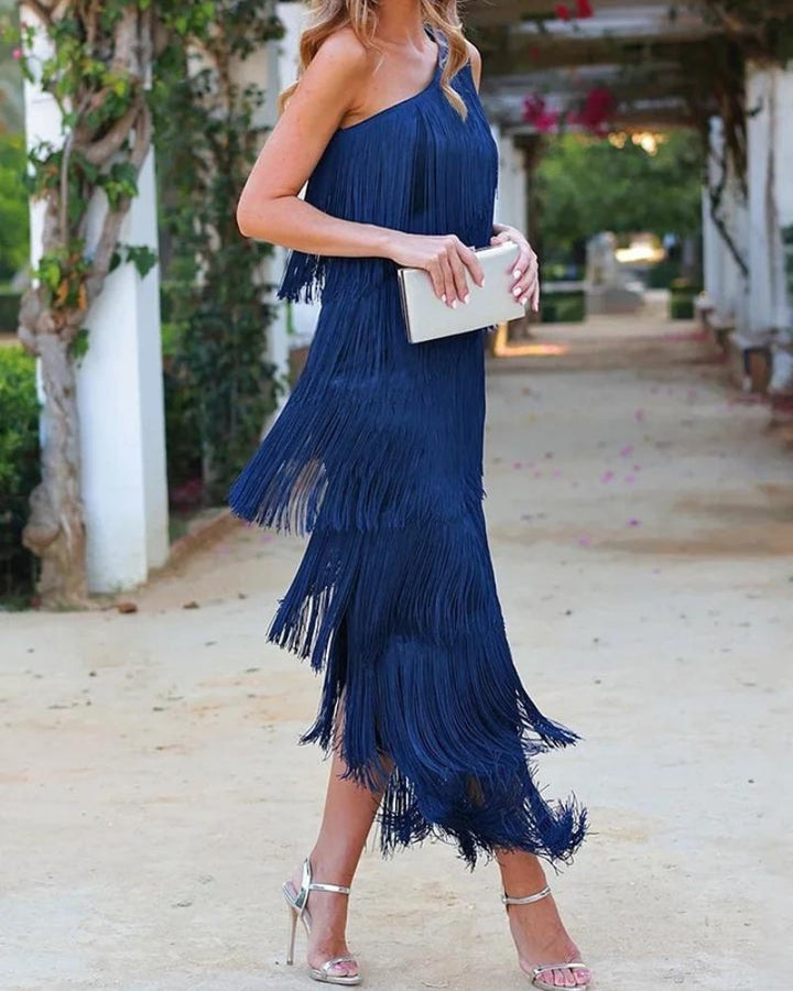 Tamira - Rochie Lungă cu Umeri Decupați