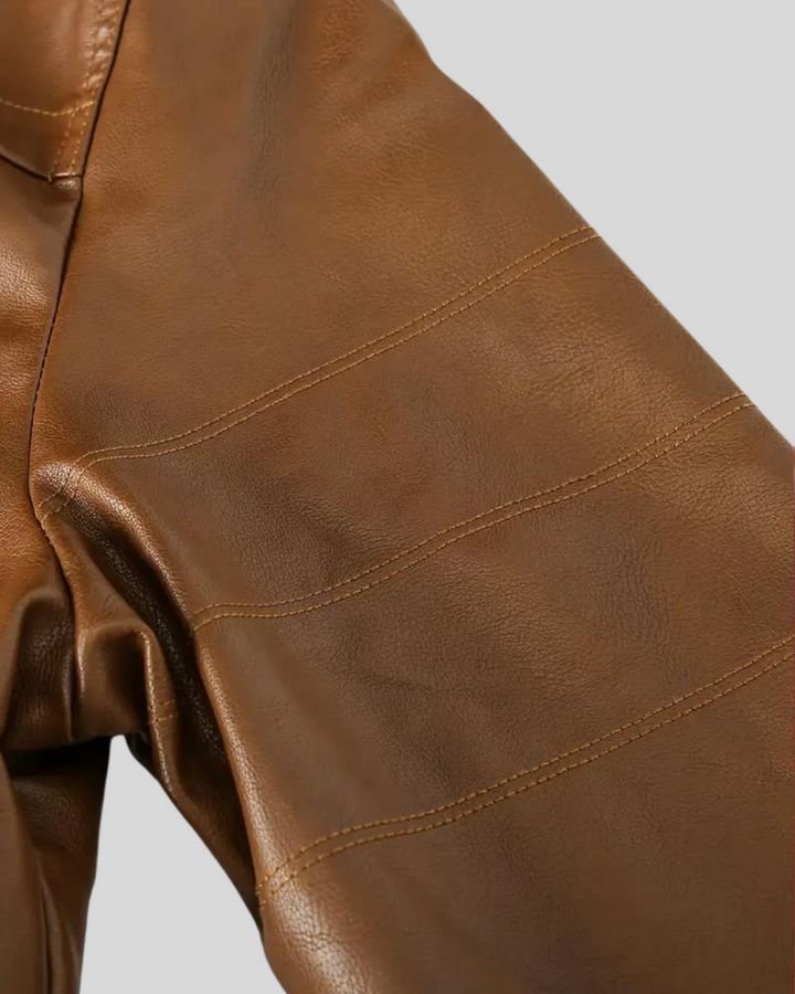 Davor - Jacheta Din Piele Cu Glugă și Inchidere Cu Fermoar Dublu