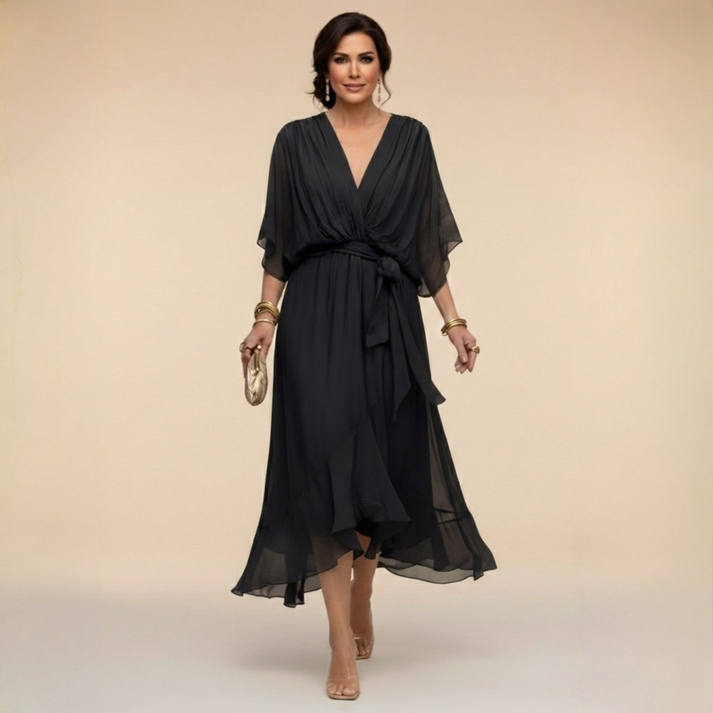 Harshani - Rochie Din Sifon cu Decolteu în V