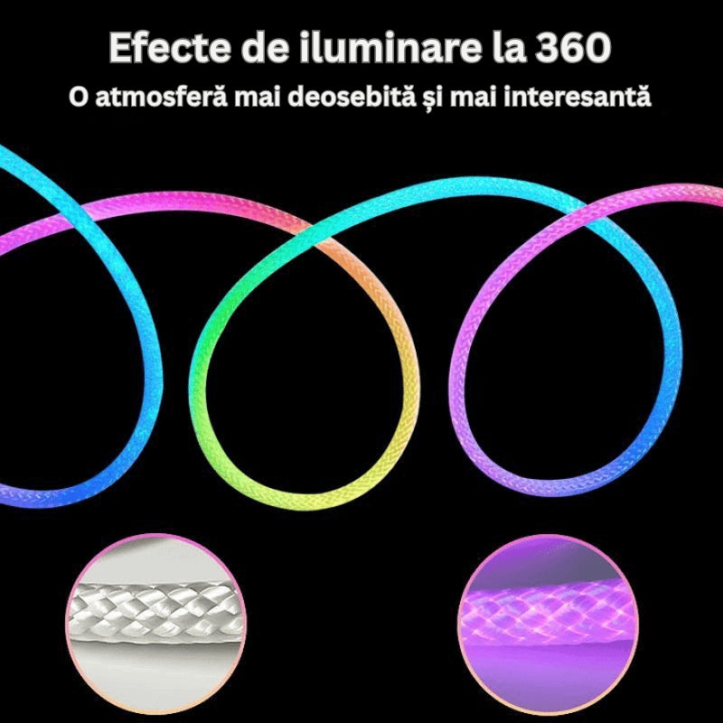 LumiRope - Lumină Flexibilă RGB Inteligentă Cu Silicon, 360 De Grade