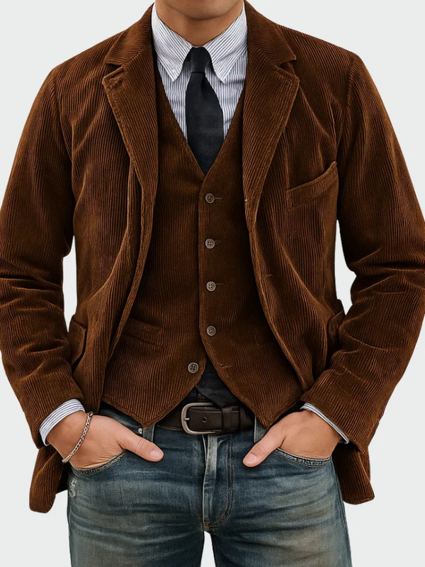 Gunnar - Blazer și Vestă Din Catifea