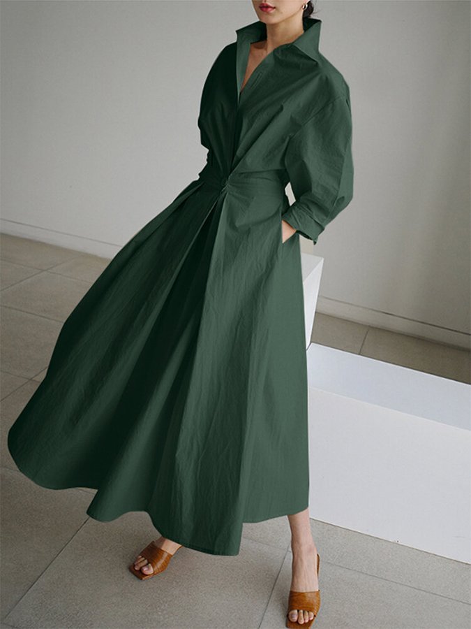 Priyanka - Rochie Maxi Elegantă Cu Mâneci Lungi