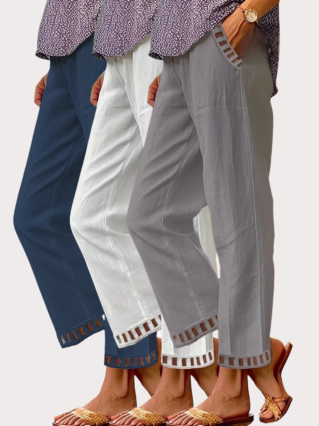 Tracey - Contrastul Trim Pantaloni Tăiați
