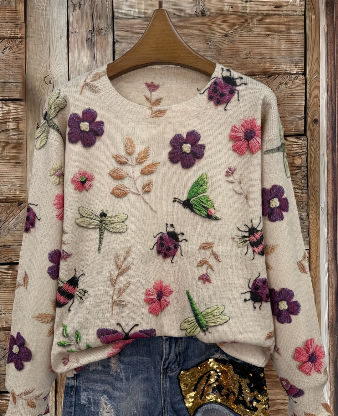 Lesa - Pulover Cu Imprimeu Floral Și Cu Insecte
