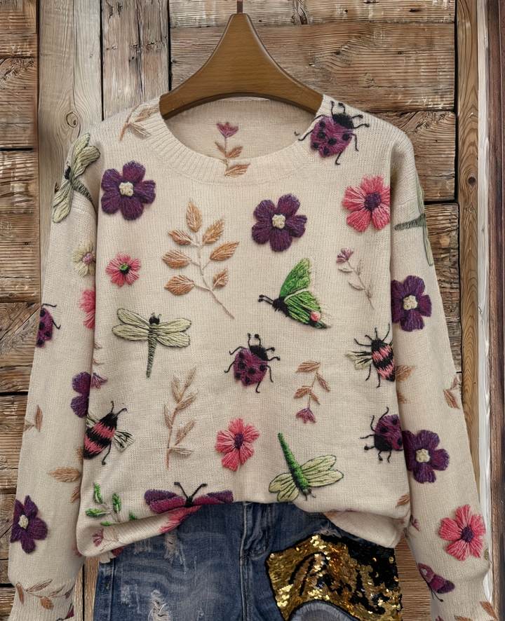 Lesa - Pulover Cu Imprimeu Floral Și Cu Insecte
