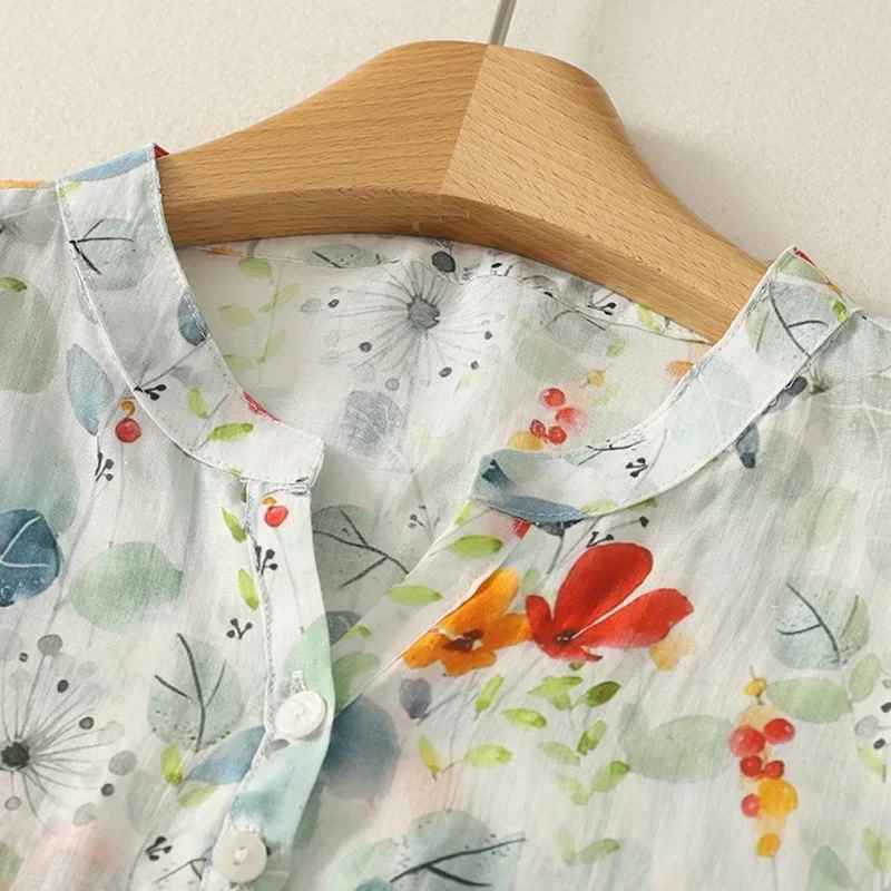 Rusina - Bluză Elegantă Din in, cu Nasturi în Față