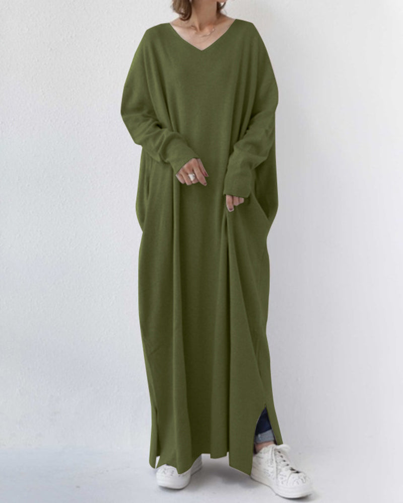 Bonita - Rochie Elegantă Cu Mâneci Lungi și Decolteu în V