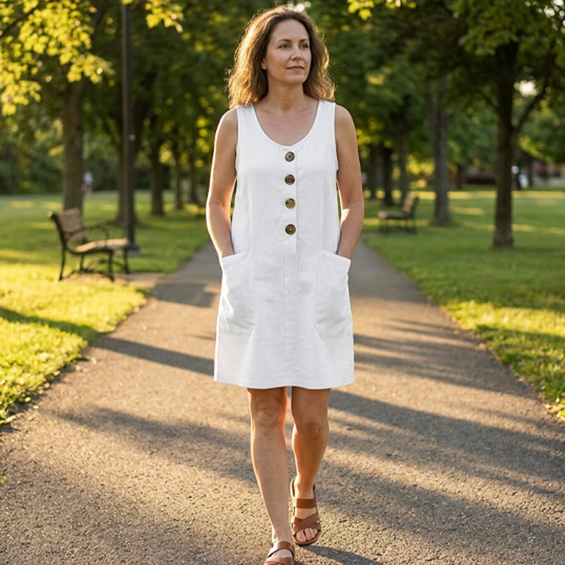 Yenifer – Rochie Mini Fără Mâneci Cu Buzunare