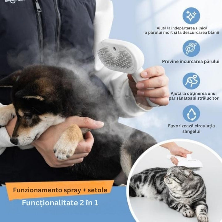 FurEase - Perie reîncărcabilă Cu Abur Pentru Ingrijirea Animalelor De Companie