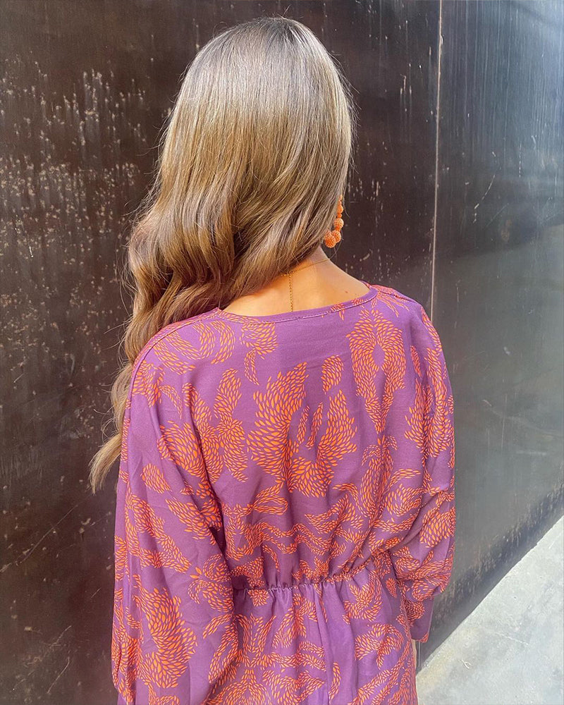 Dineke - Rochie Elegantă cu Mâneci Lungi și Imprimeu Floral