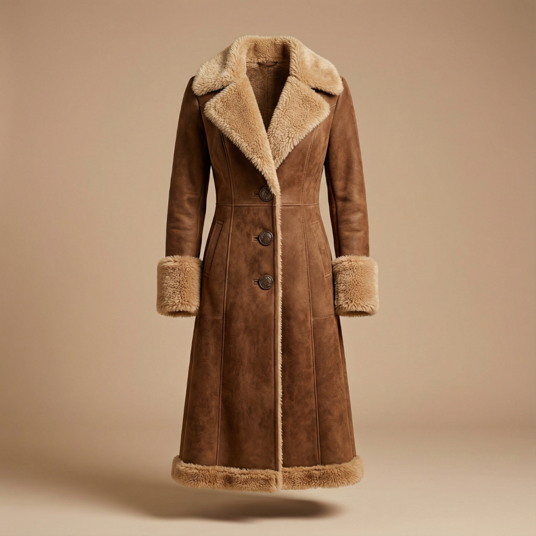 Zeeta - Palton Lung Vintage Cu Blană Artificială