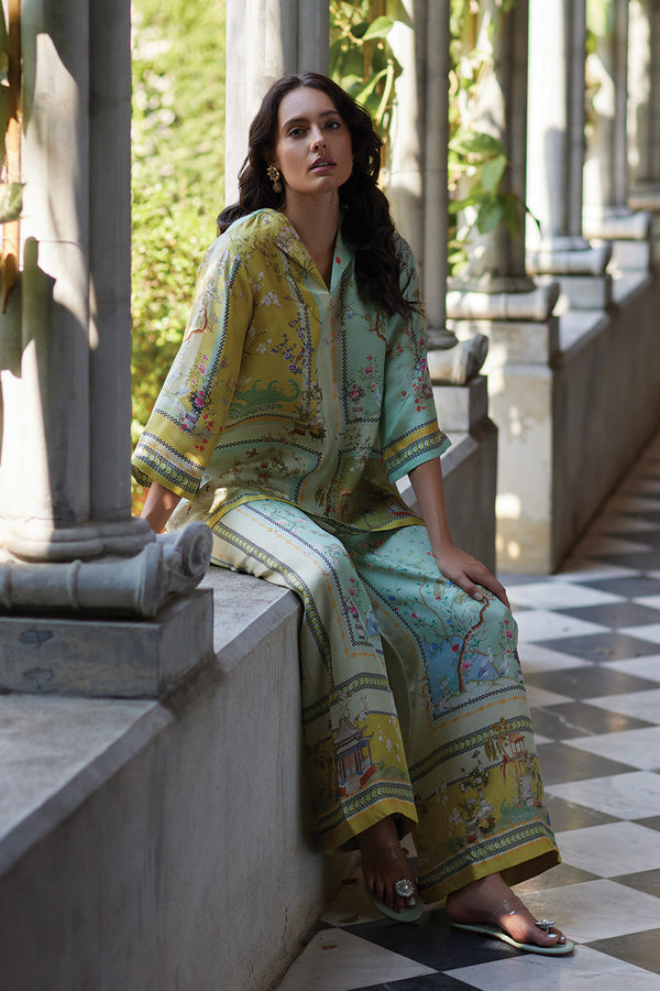 Paulette - Setează Pantaloni Cu Flori In Stil Fusion