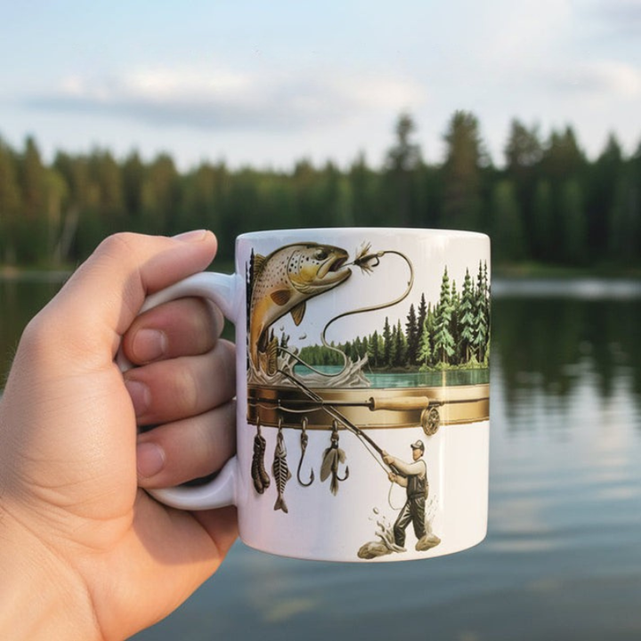 TackleMug - Cană de Cafea cu Motiv Pescăresc