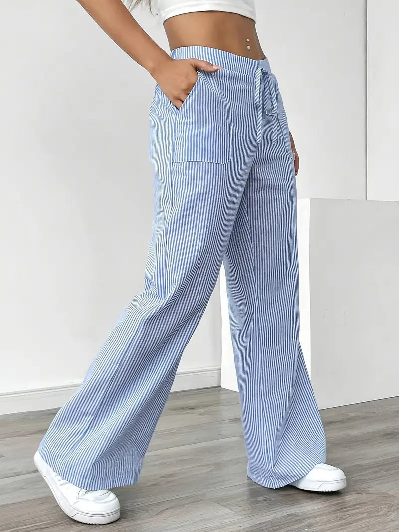 Alina - Pantaloni Eleganți cu Dungi și Buzunare