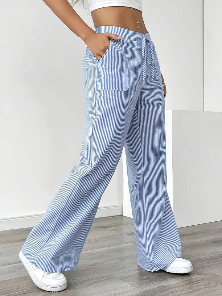 Alina - Pantaloni Eleganți cu Dungi și Buzunare