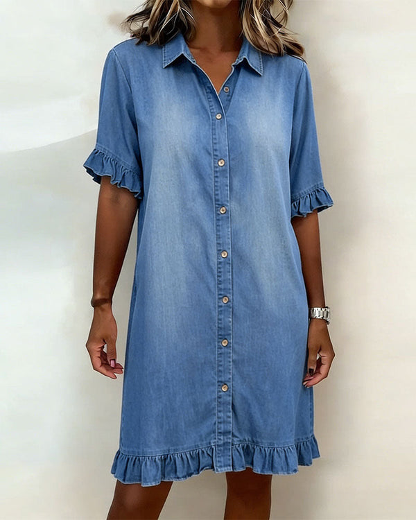 Ndapewa - Rochie Confortabilă Din Denim cu Croială Avantajoasă