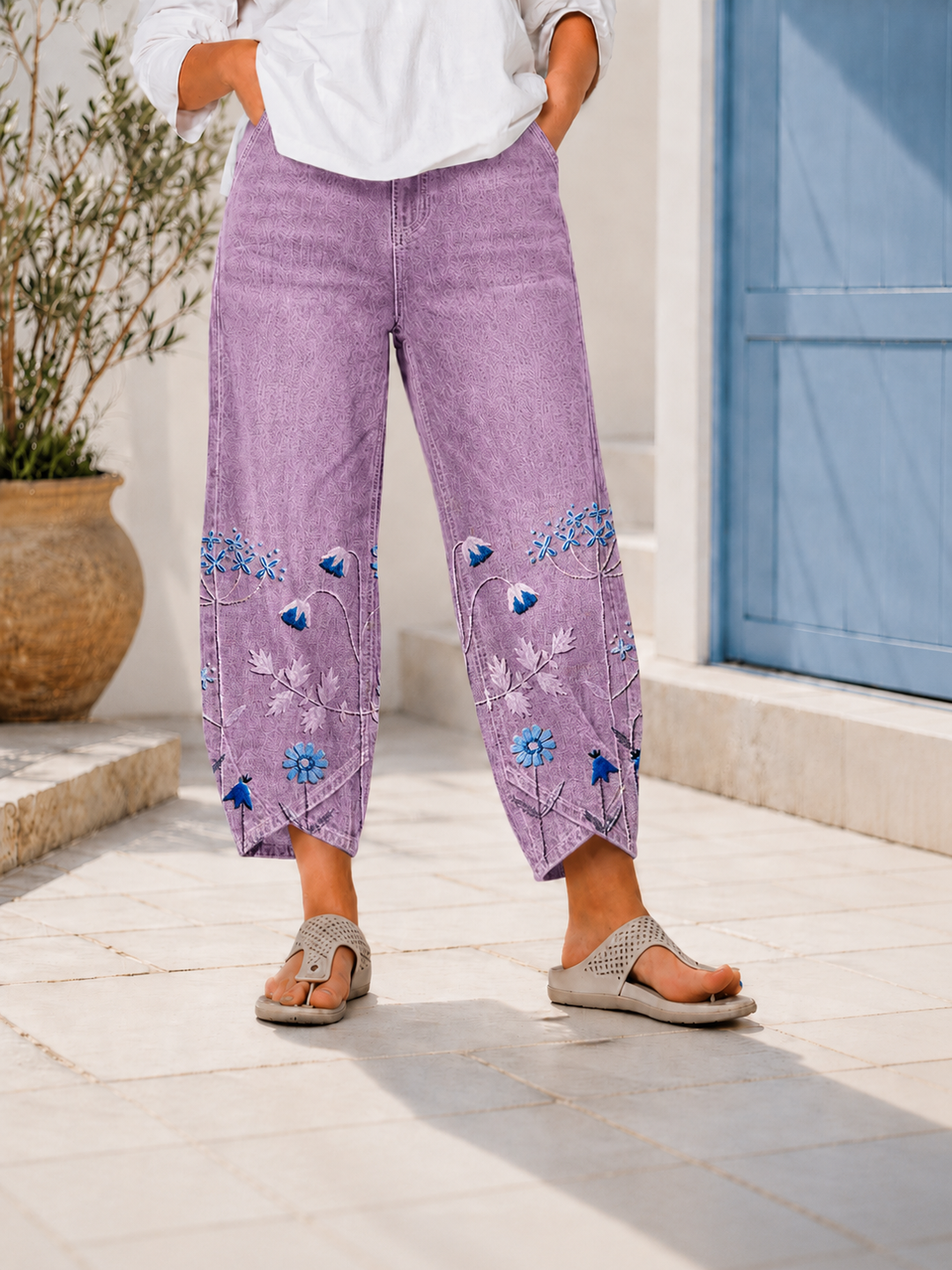 Selcen - Pantaloni Casual Cu Broderie