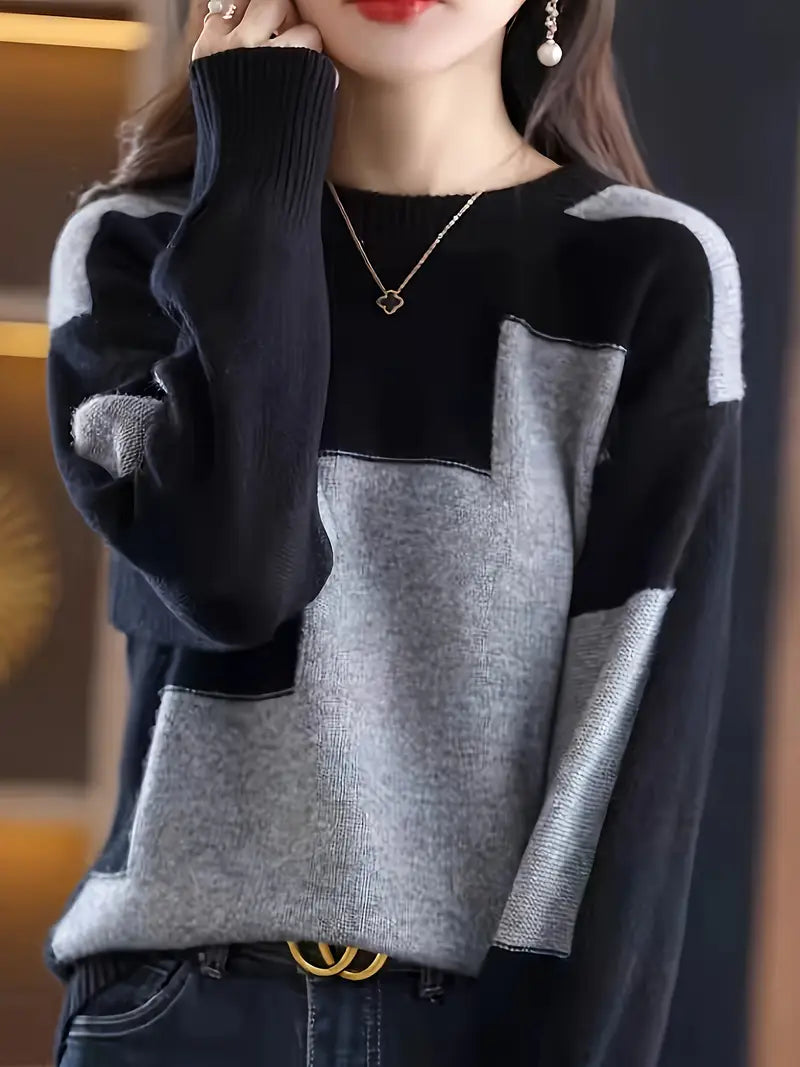 Gala - Pulover Elegant Cu Mâneci Lungi și Model Geometric