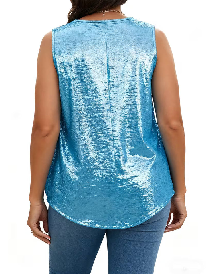 Shivina - Tricou Fără Mâneci Cu Gât Rotund, în Nuanțe Metalice