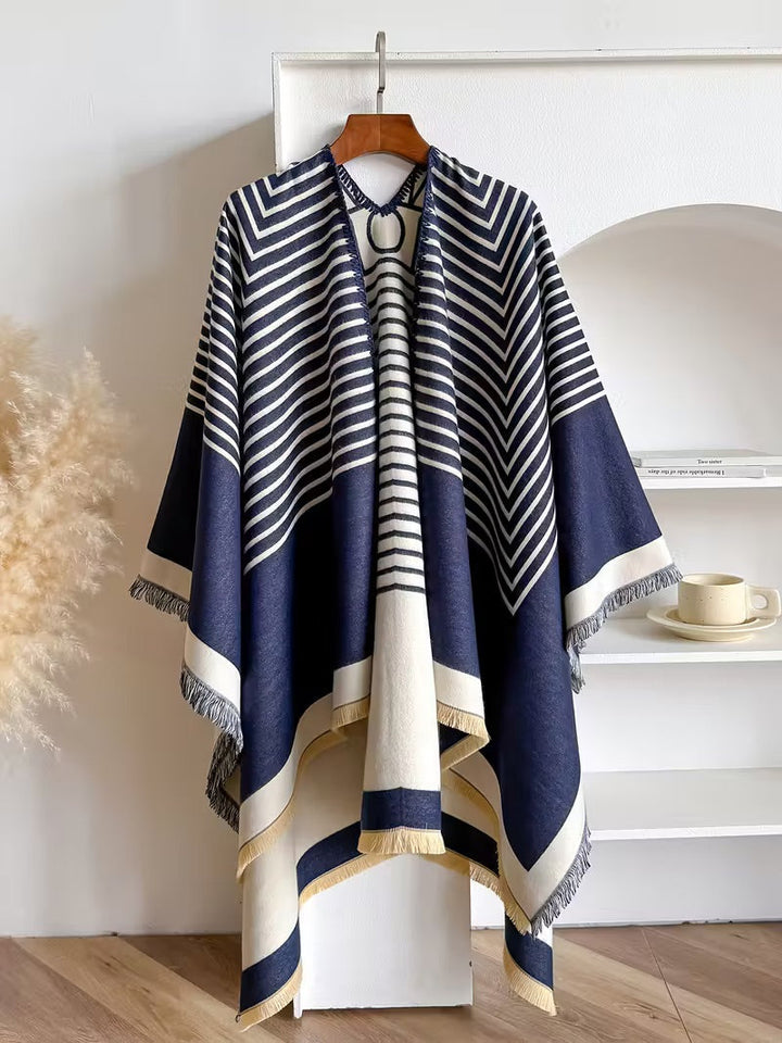 Taisija - Șal Reversibil Din Jacquard Cu Dungi Din Imitație De Cașmir