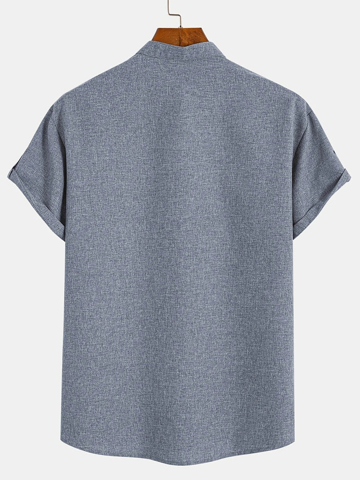 Elliott - Cămașă Elegantă Cu Mâneci Scurte și Guler înalt