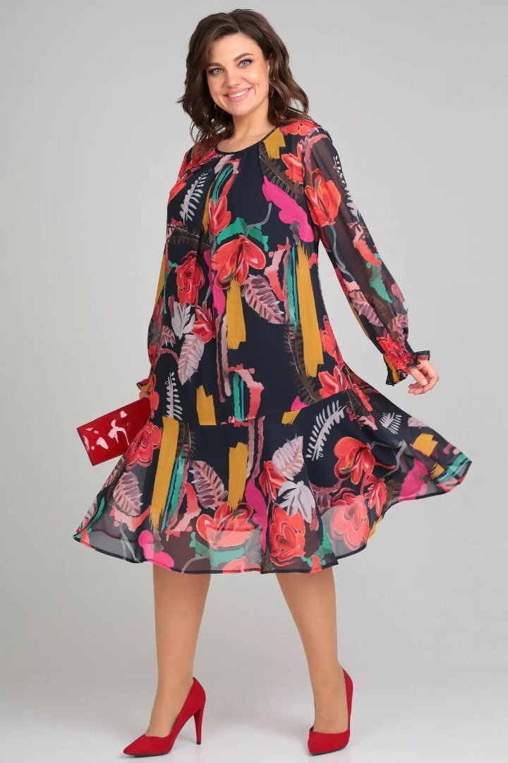 Vinoshika - Rochie Elegantă cu Imprimeu Floral