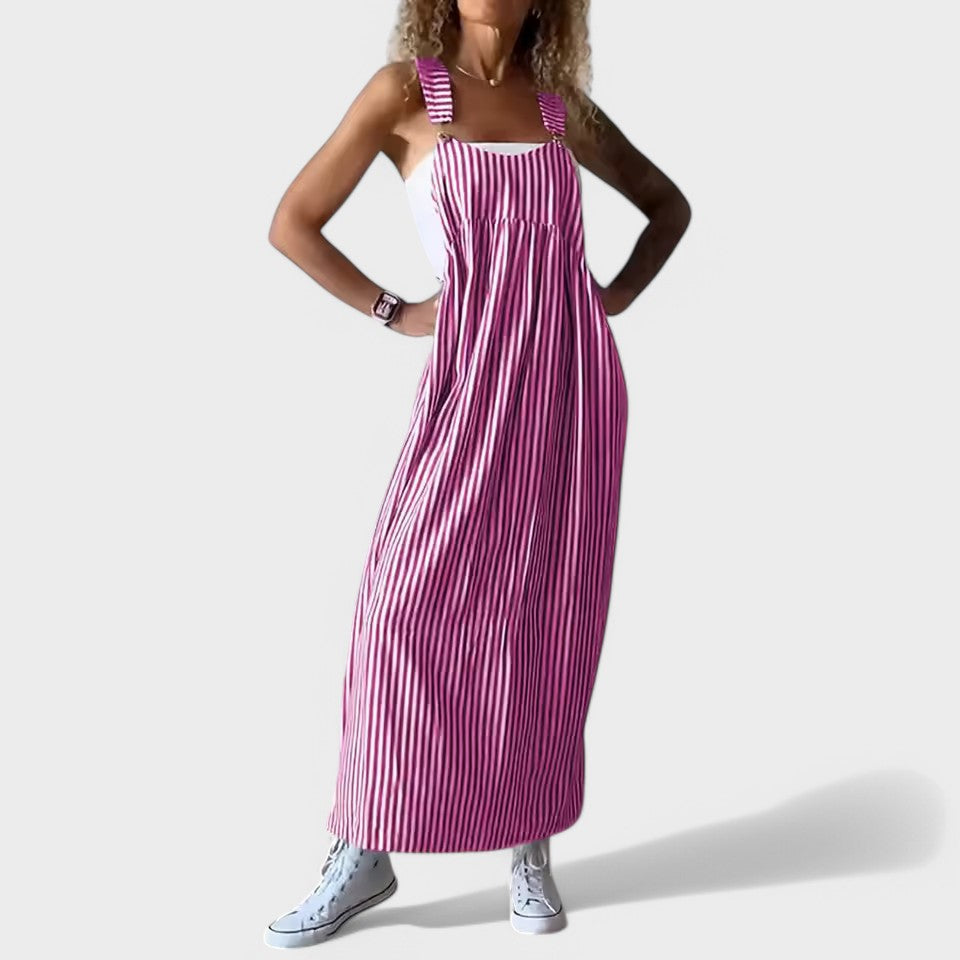 Guzel - Rochie Lungă Elegantă cu Imprimeu în Dungi