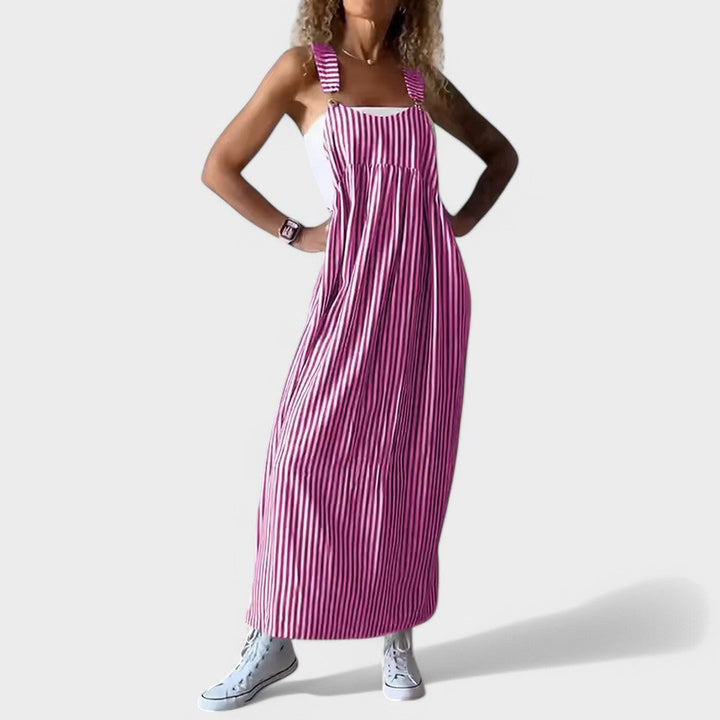 Guzel - Rochie Lungă Elegantă cu Imprimeu în Dungi