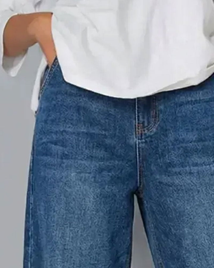 Synira - Blugi Casual Cu Croi Larg
