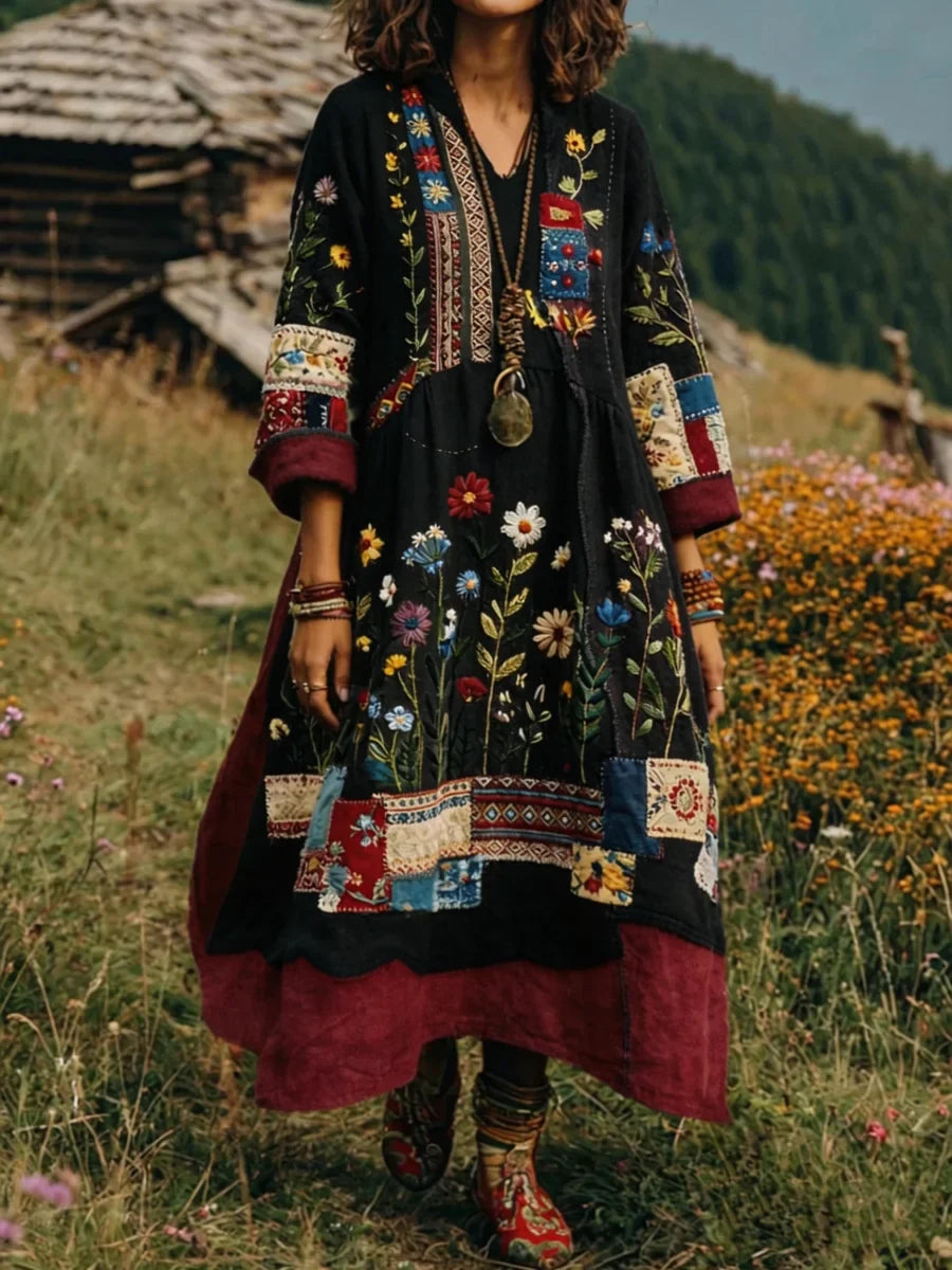 Eresha - Rochie Casual cu Mâneci lungi și Imprimeu Floral