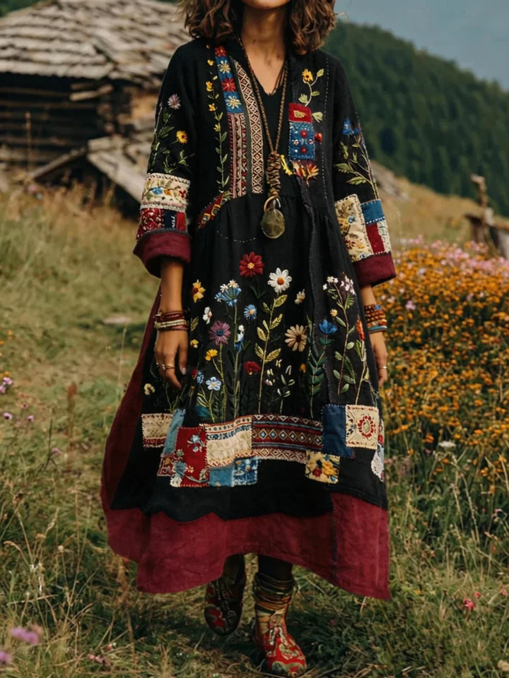 Eresha - Rochie Casual cu Mâneci lungi și Imprimeu Floral