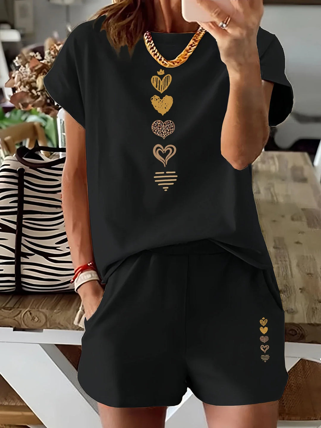 Lyra - Set Casual Din Două Piese Cu Imprimeu Grafic