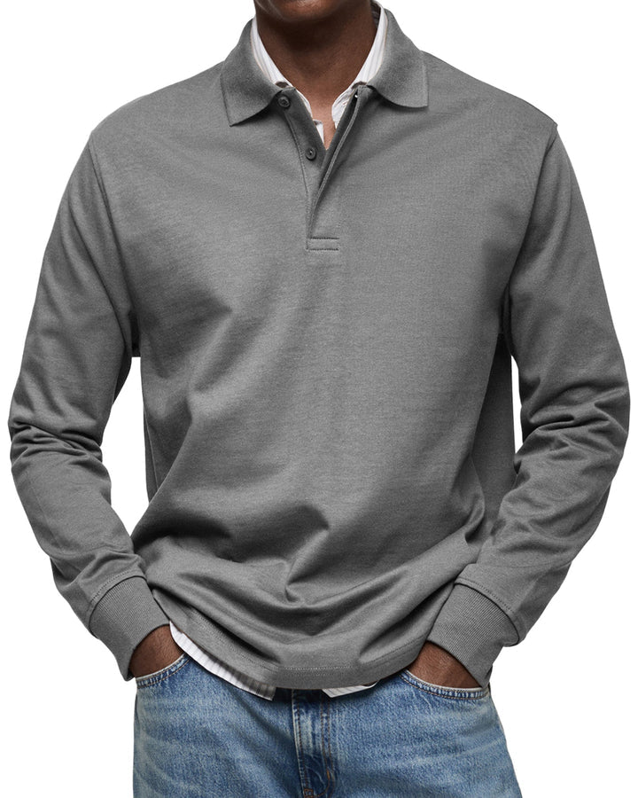 Elhanan - Tricou Polo Elegant cu Mânecă Lungă