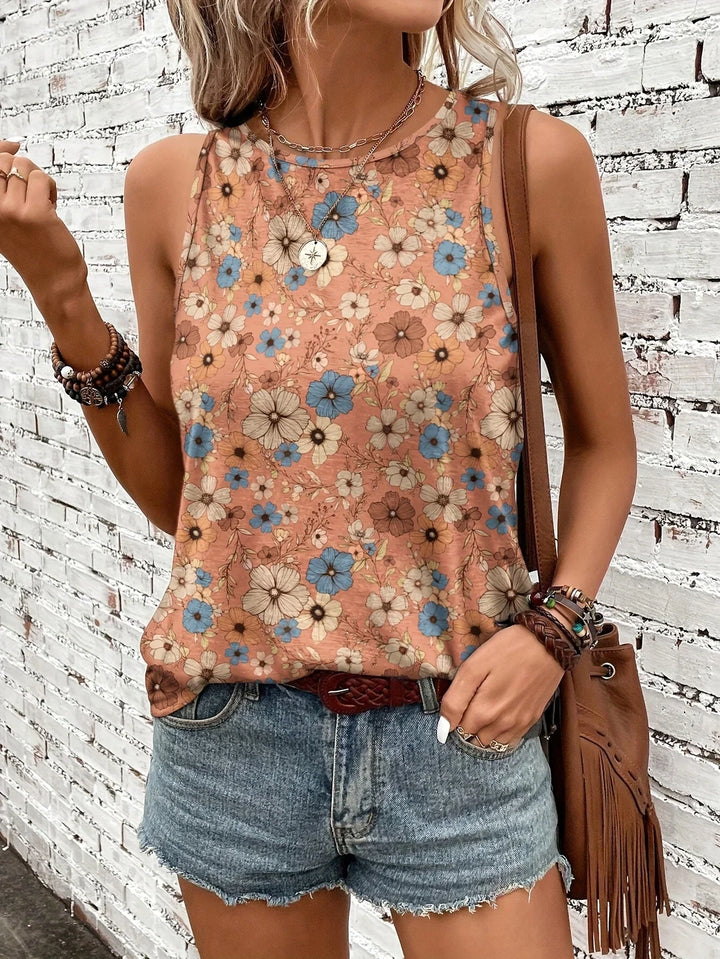 Lilou - Top Casual De Vară Cu Imprimeu Floral