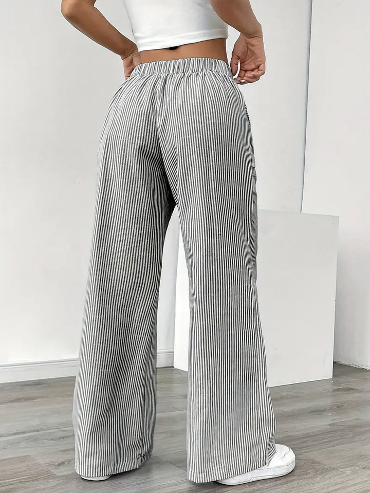 Alina - Pantaloni Eleganți cu Dungi și Buzunare