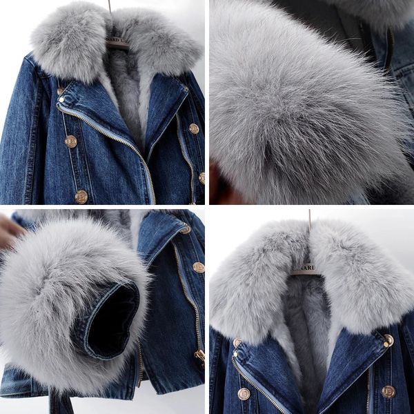 Phylicia - Jachetă Elegantă Din Denim Cu Blană Artificială