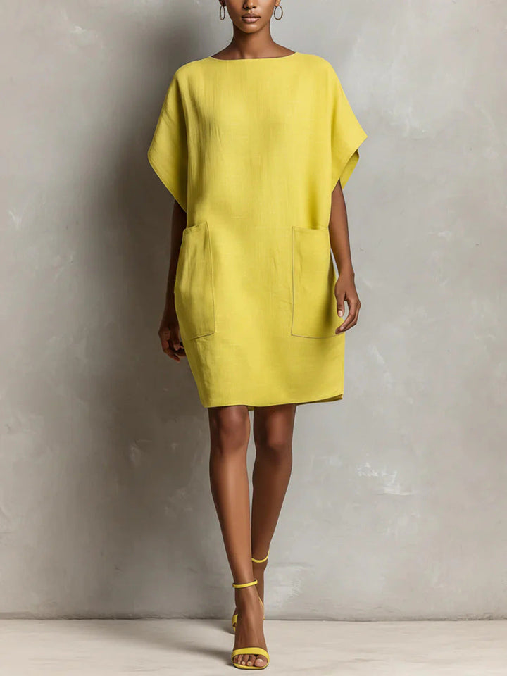 Hulina - Rochie Casual Din in, Cu Buzunare