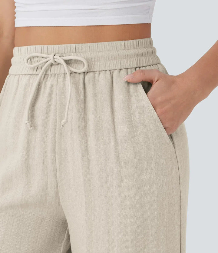 Zafeiria - Pantaloni Eleganți Din In
