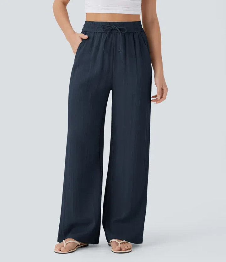 Zafeiria - Pantaloni Eleganți Din In