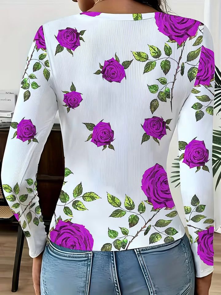Rabiye - Bluză Cu Imprimeu Floral Și Decolteu Pătrat