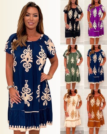 Ranee - Rochie Cu Imprimeu Geometric Și Decolteu Pătrat