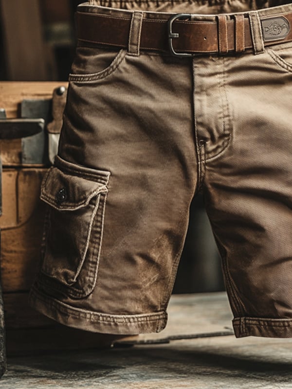 Novak - Pantaloni Scurți Cargo Retro Cu Buzunare Multiplu