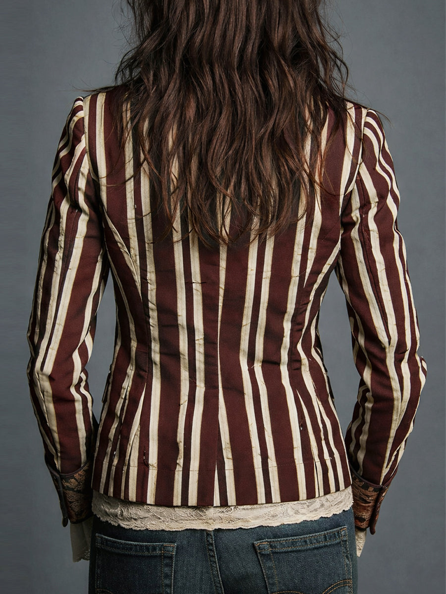 Shalisa - Blazer Cu Dungi în Stil Boem