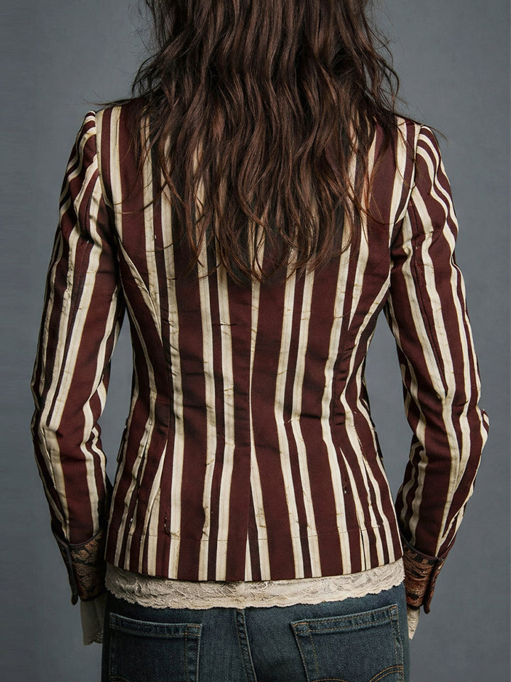 Shalisa - Blazer Cu Dungi în Stil Boem