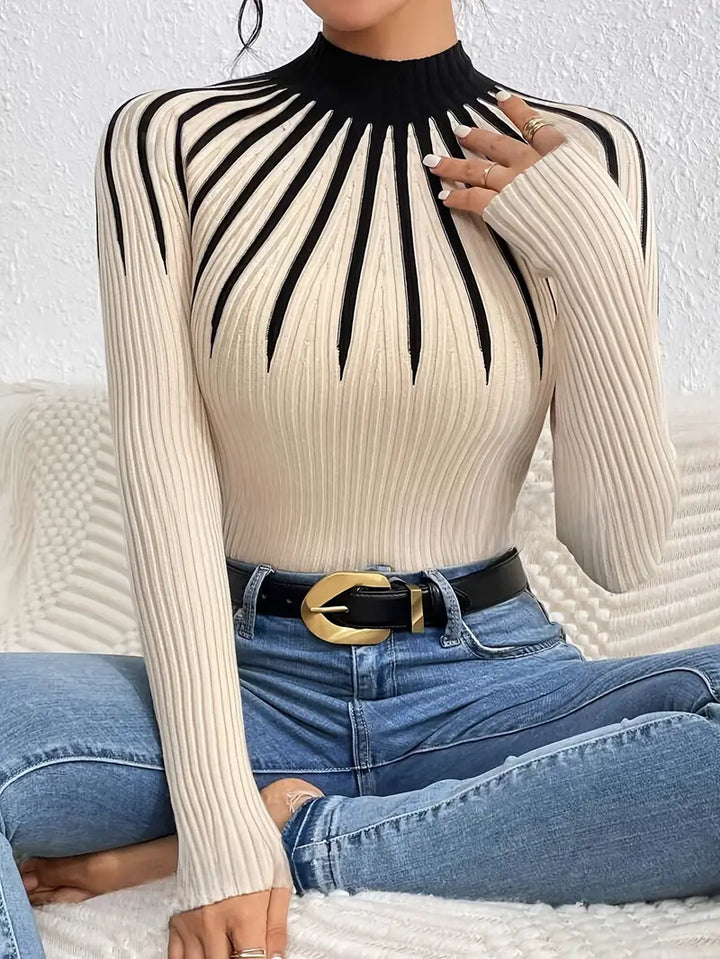 Maider - Pulover Elegant Cu Mâneci Lungi și Guler înalt