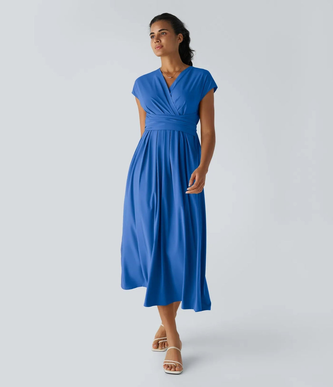 Wilhelmine - Rochie Elegantă Cu Talie Inaltă Si Croi Infășurat
