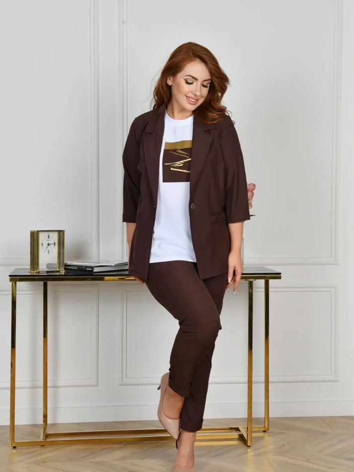 Yafit - Set Elegant Format Din Sacou și Pantaloni