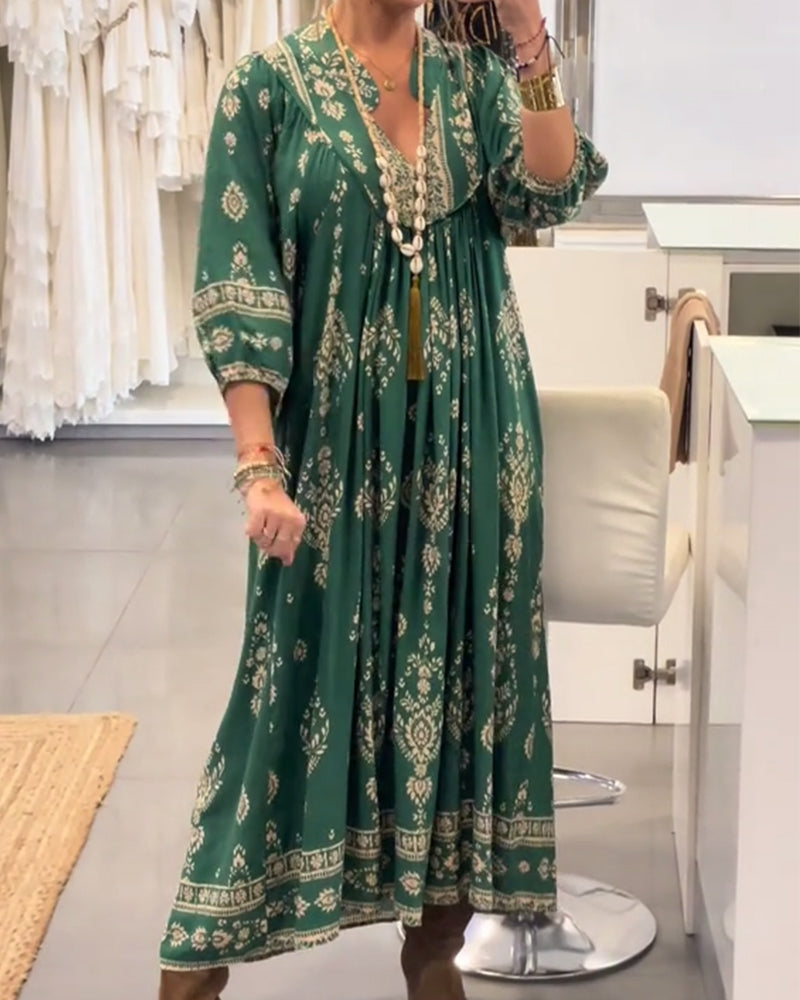 Zonia – Rochie casual cu imprimeu și buzunare