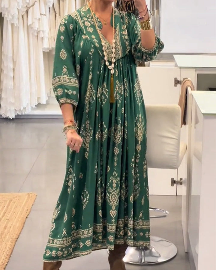 Zonia – Rochie casual cu imprimeu și buzunare
